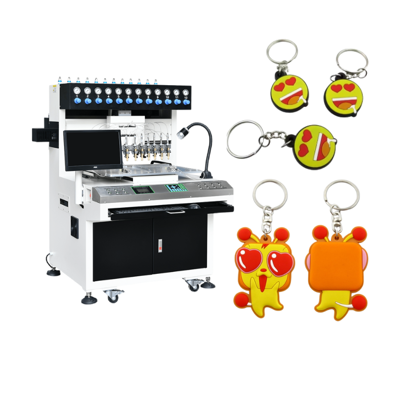 Happy Sunglasses Smiley Face rubber pvc Keychain filling machine